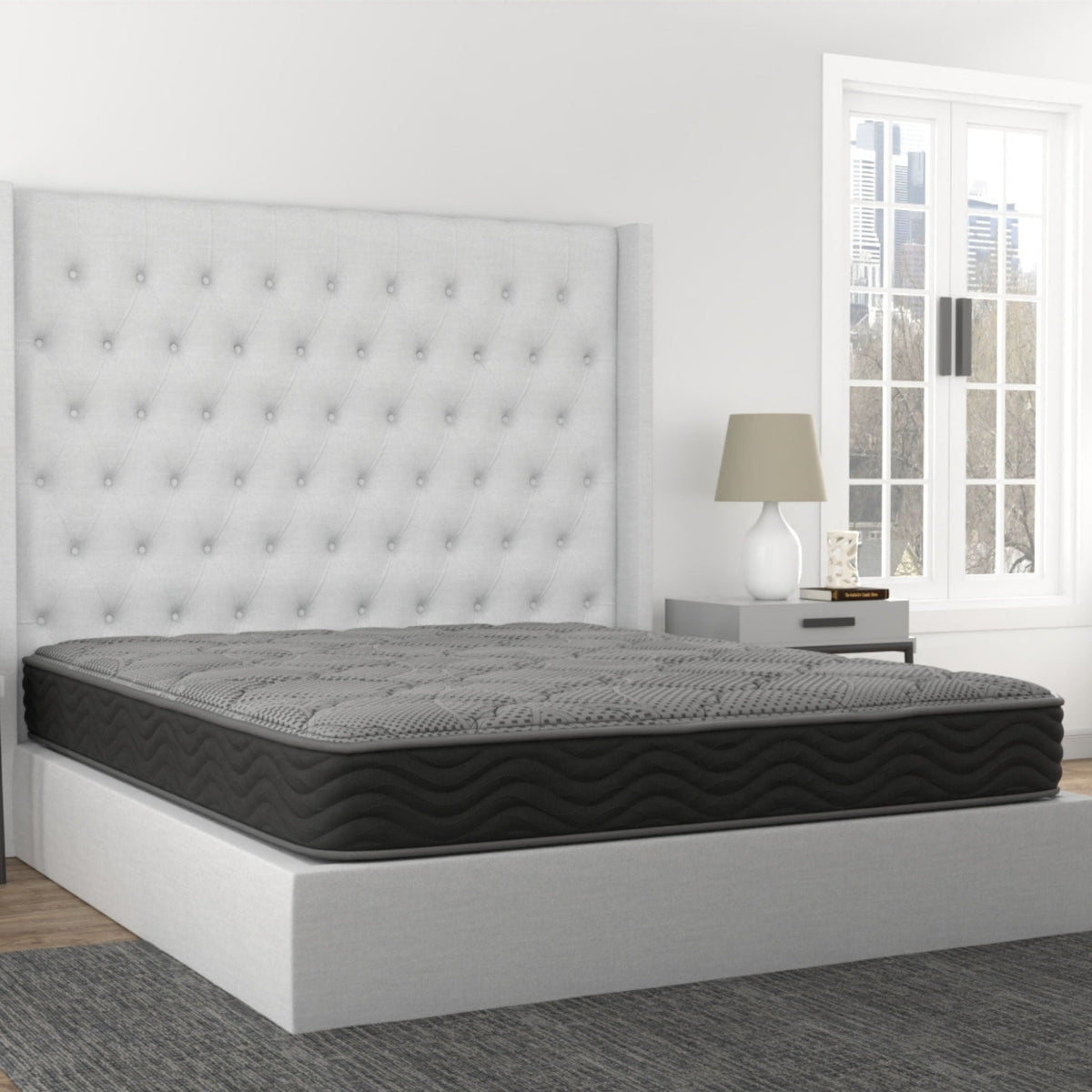 8" Pocket Coil Hybrid Mattress with Firm Support - Dark Gray