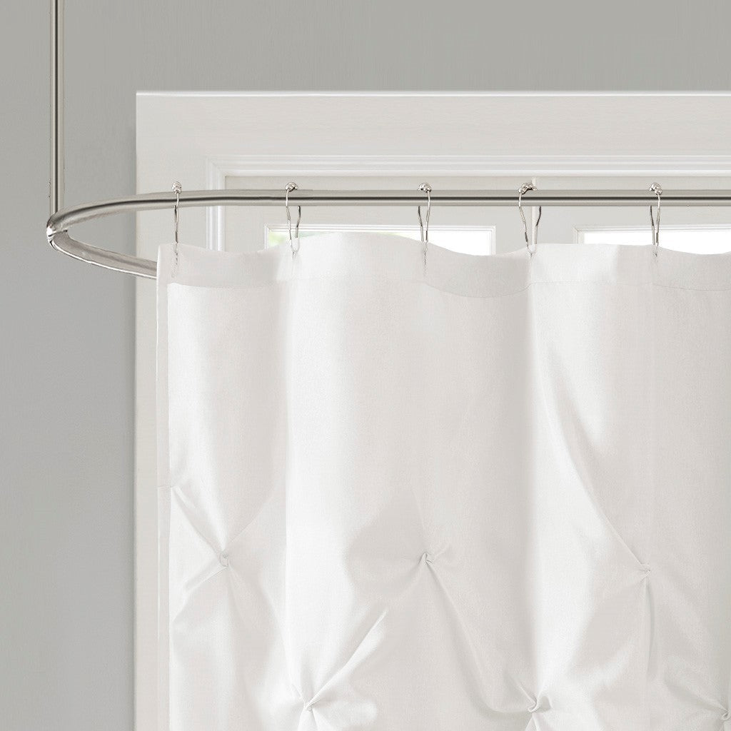 Tufted Semi-Sheer Shower Curtain with Tufted Texture - White