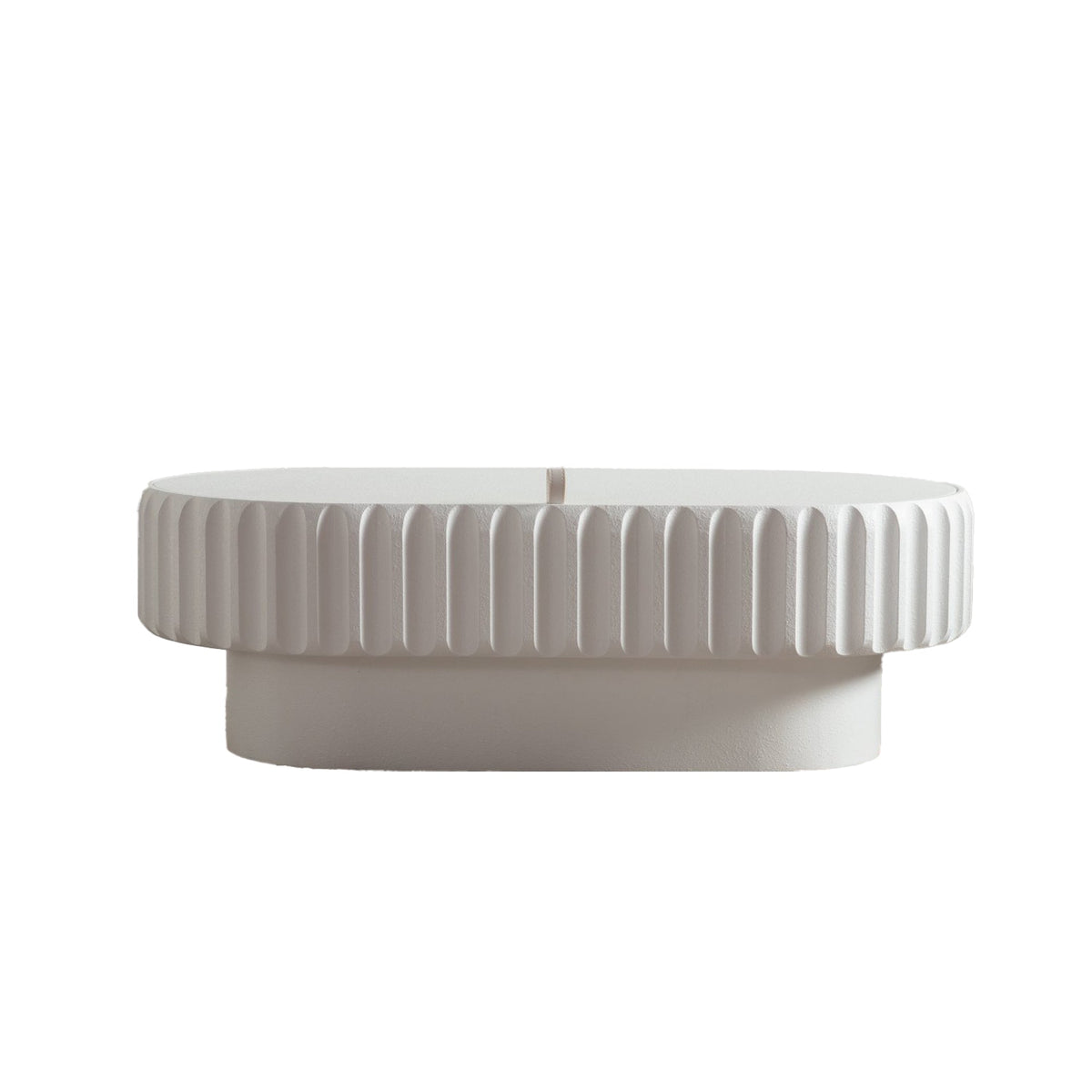 Fluted Storage Table with Lift-Off Lid - Cream White