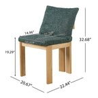 5-Piece Indoor Dining Set with Fluted Wood Table - Green Boucle