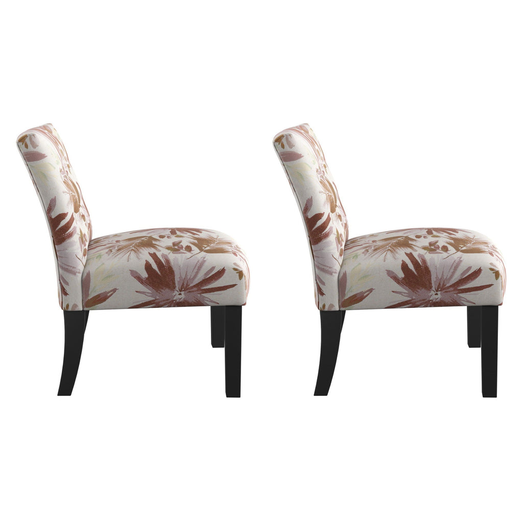 Floral Accent Chair with Modern Design - Red