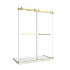 Brushed Gold Frameless Shower Door with Adjustable Width - 60" W x 76" H