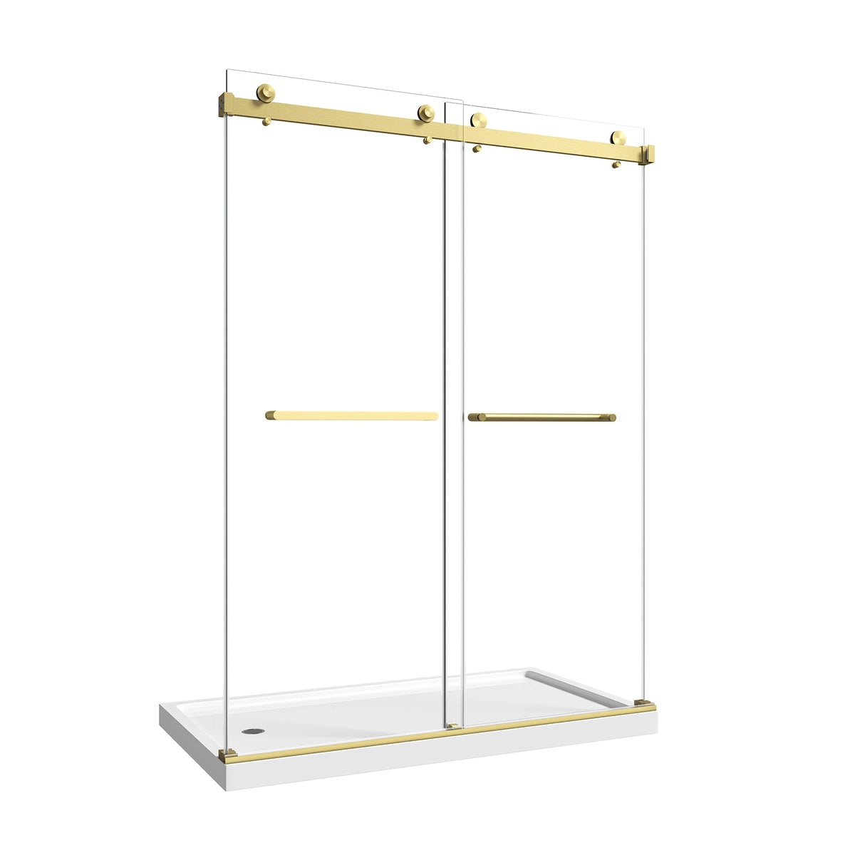 Brushed Gold Frameless Shower Door with Adjustable Width - 60" W x 76" H