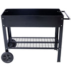 Elevated Metal Planter Garden Bed with Wheels - Black