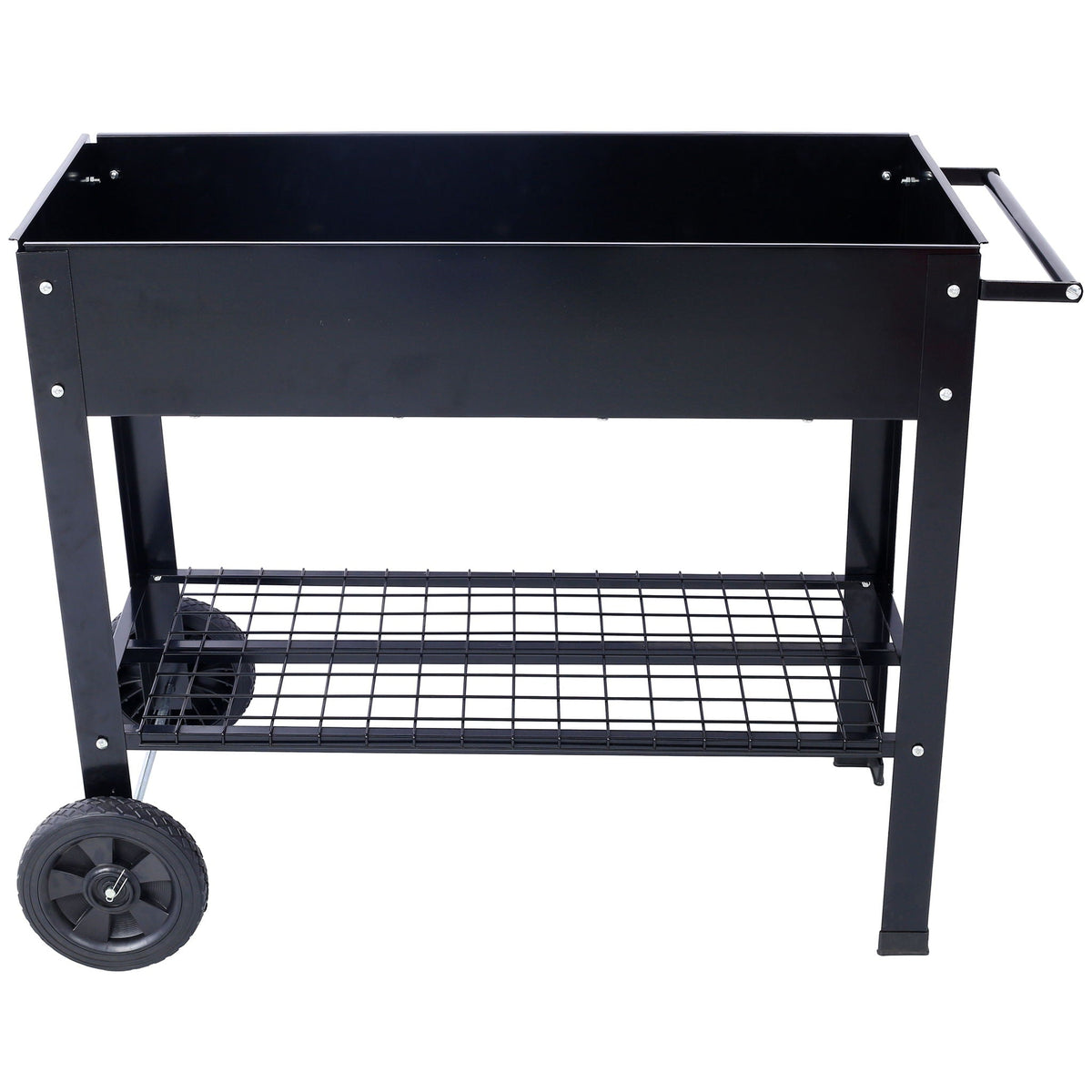 Elevated Metal Planter Garden Bed with Wheels - Black
