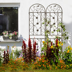 Rustproof Metal Garden Trellis Set with Reliable Plant Support - Brown