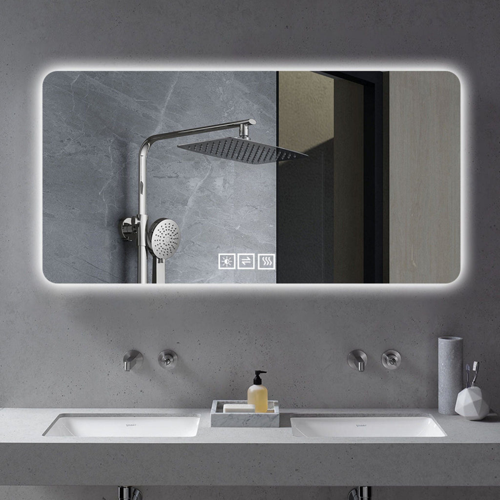 LED Bathroom Mirror with 3 Color Dimmable Backlight - Pearl Silver