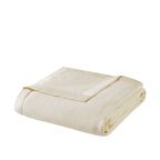 Ivory Microfleece Blanket Full/Queen with Soft Brushed Finish