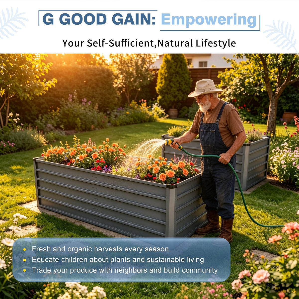 Large Galvanized Steel Garden Bed with Open-Bottom Drainage - Dark Gray