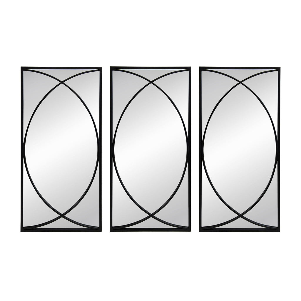 Rectangular Wall Mirror with Black Frame - 15.7" W x 0.7" D x 31.9" H - Black