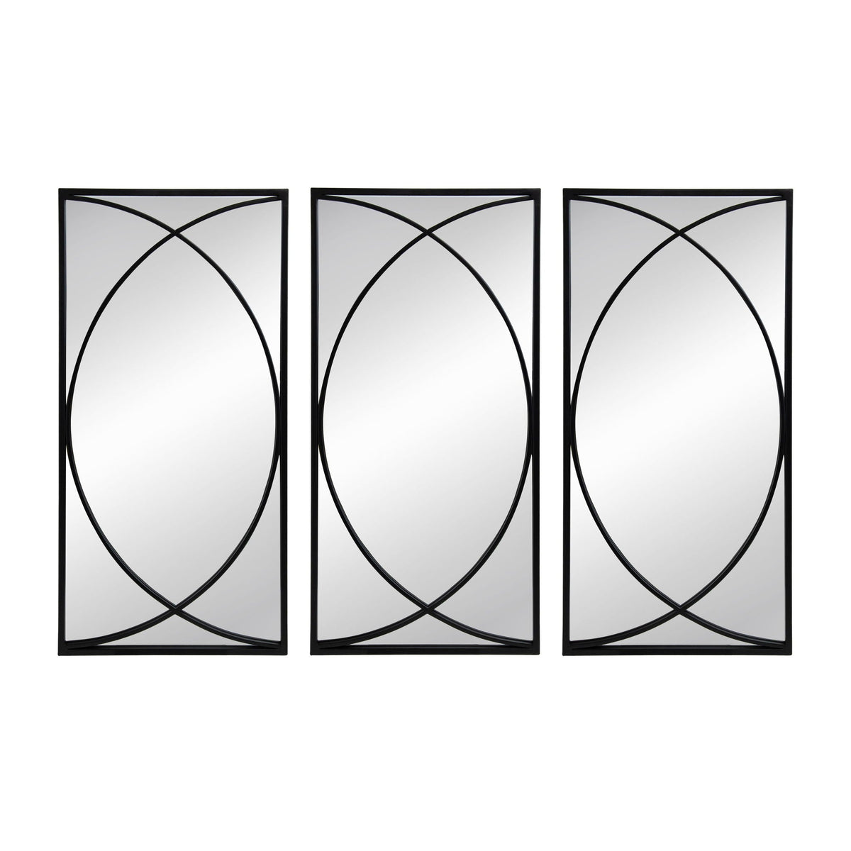 Rectangular Wall Mirror with Black Frame - 15.7" W x 0.7" D x 31.9" H - Black