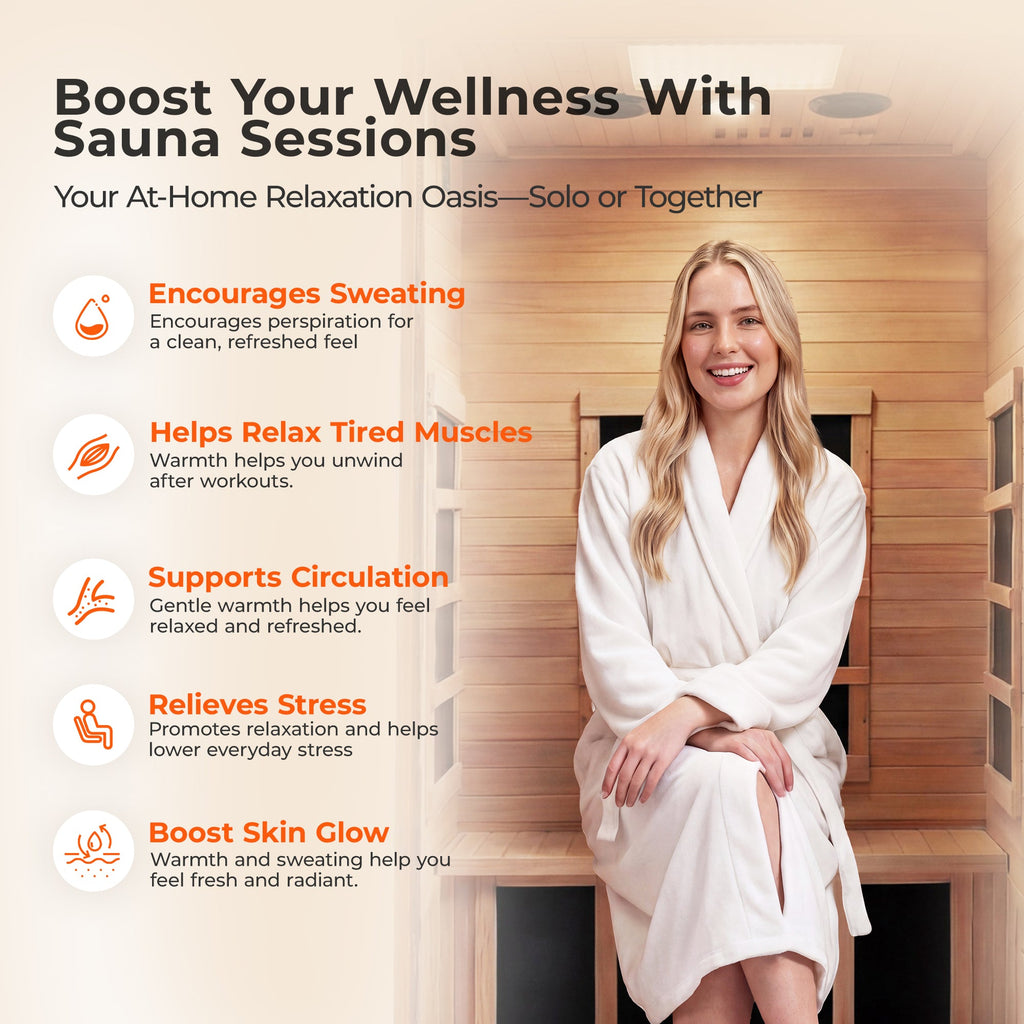 Smart Infrared Sauna for Home with Voice Control - Canadian Hemlock