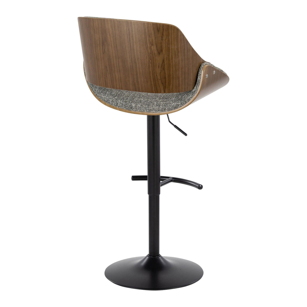 Mid-Century Modern Adjustable Bar Stool Set with Rounded T Footrest - Dark Gray or Light Blue