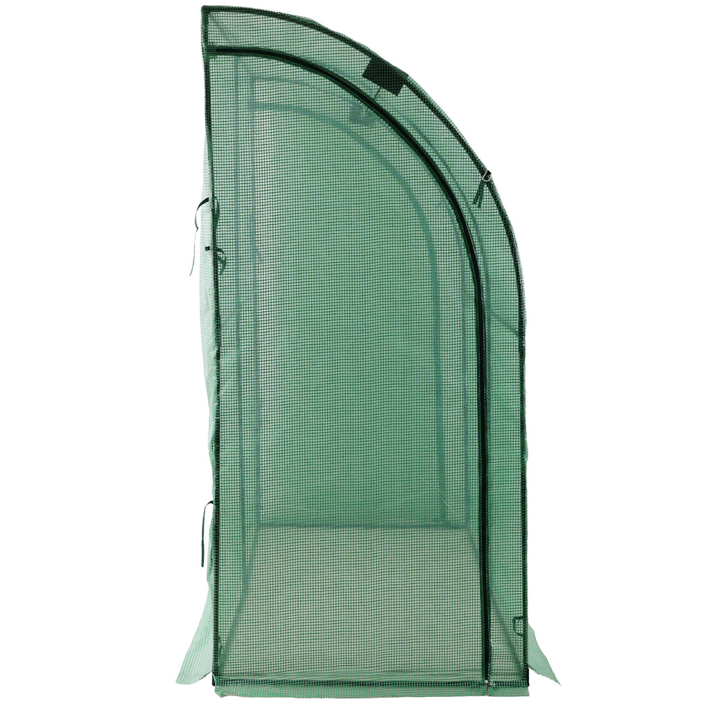 3 Tier Lean-To Portable Greenhouse with Wire Shelves - Green