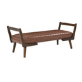 Mid-Century Bench with Wood Legs - Upholstered Seating - Beige or Dark Brown