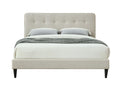 Upholstered Bed with USB Charging Port and Tufted Headboard - White