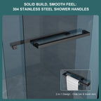 Double Sliding Glass Shower Door with Tempered Glass - Matte Black