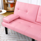 Foldable Sofa Bed with Cup Holder and Solid Wood Frame - Multiple Colors