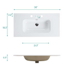 Glossy White Ceramic Integrated Bathroom Vanity Sink - Gloss White