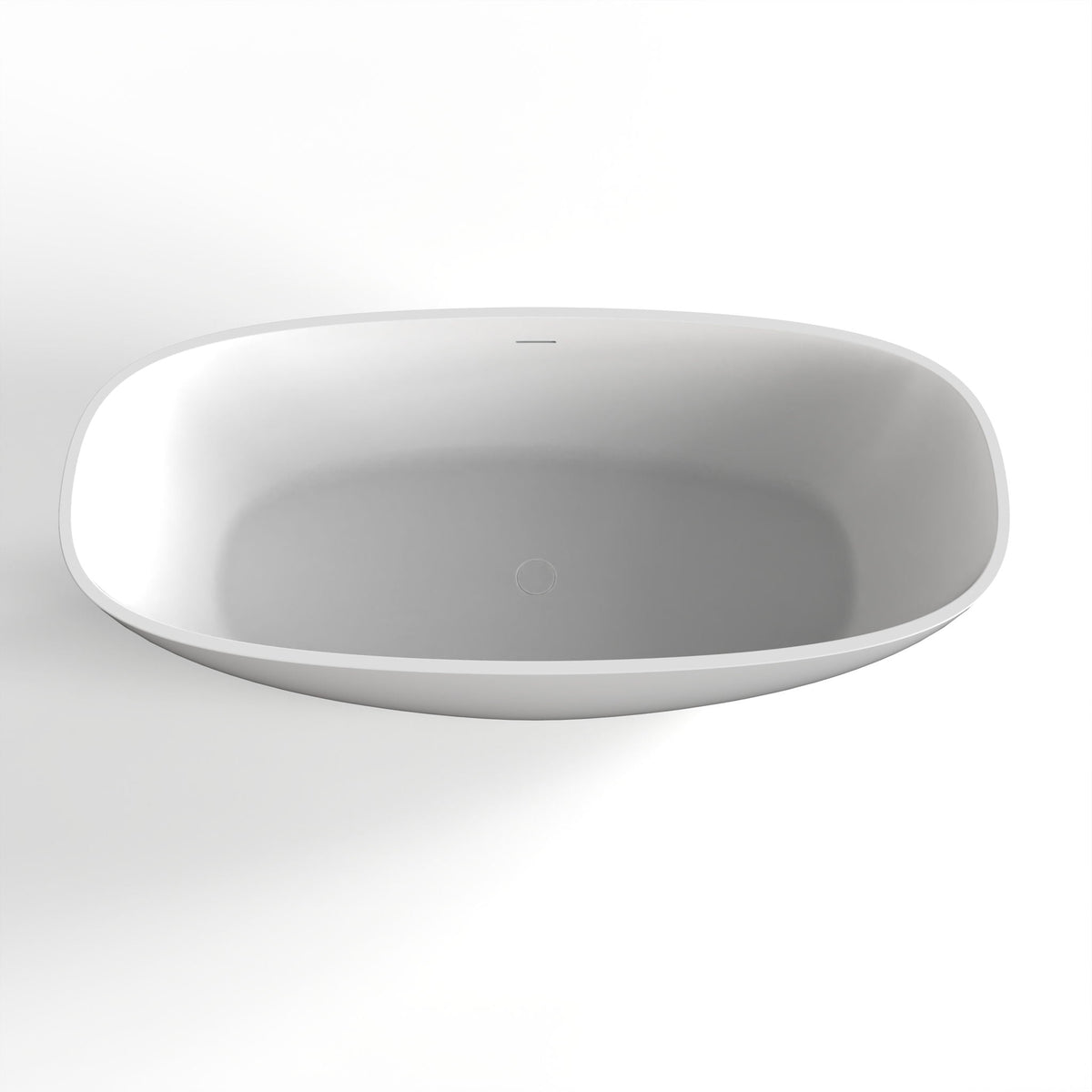 Matte White Freestanding Soaking Bathtub with Ergonomic Design - Solid Surface