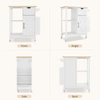 Kitchen Island Cart with Mobile Storage Cabinets - MDF & Metal