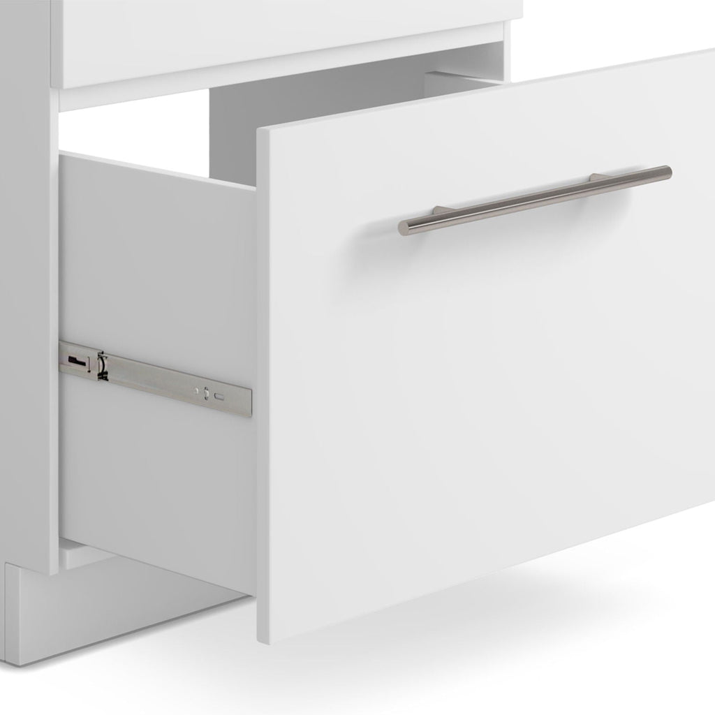 White Laundry Cabinet with Stainless Steel Sink and Faucet
