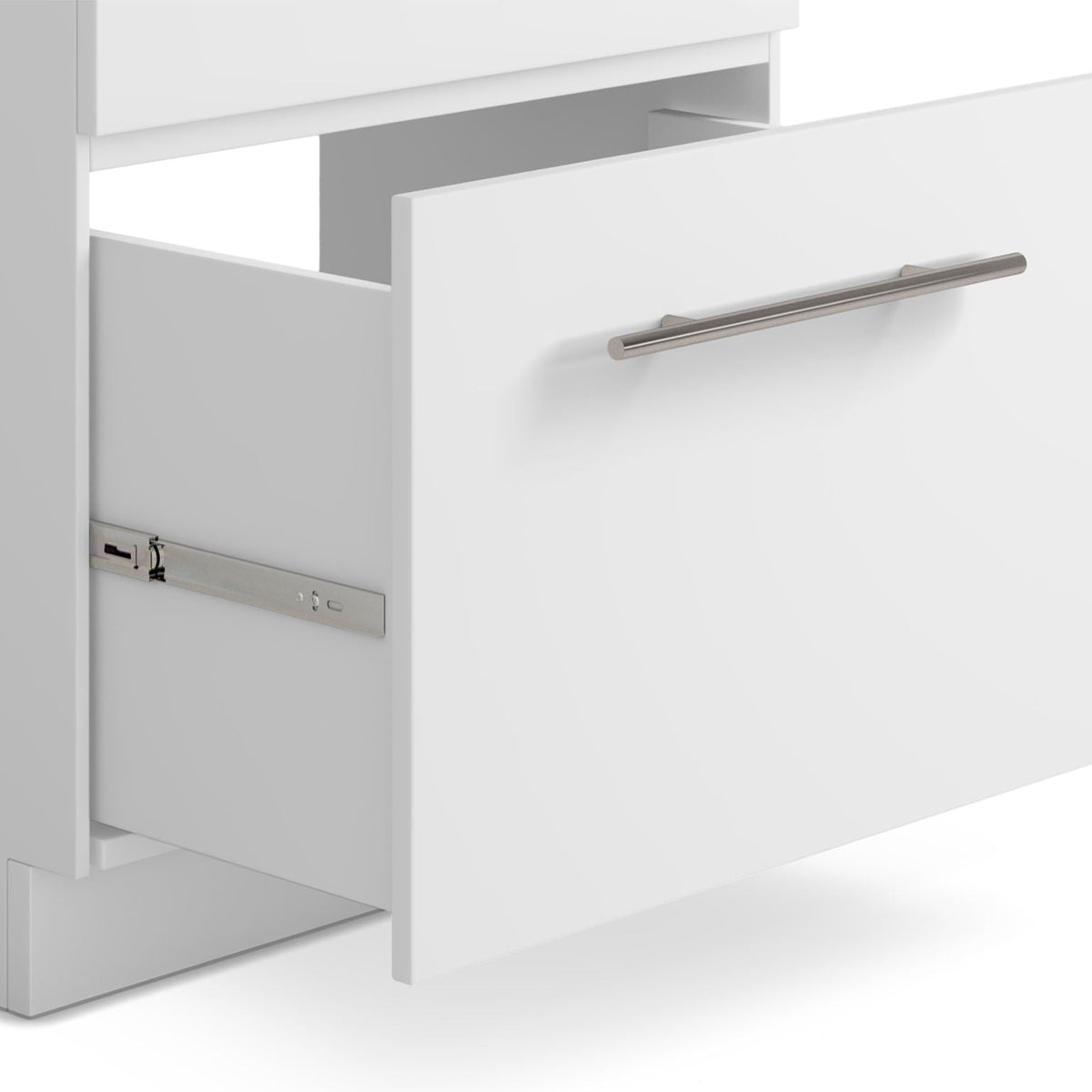 White Laundry Cabinet with Stainless Steel Sink and Faucet