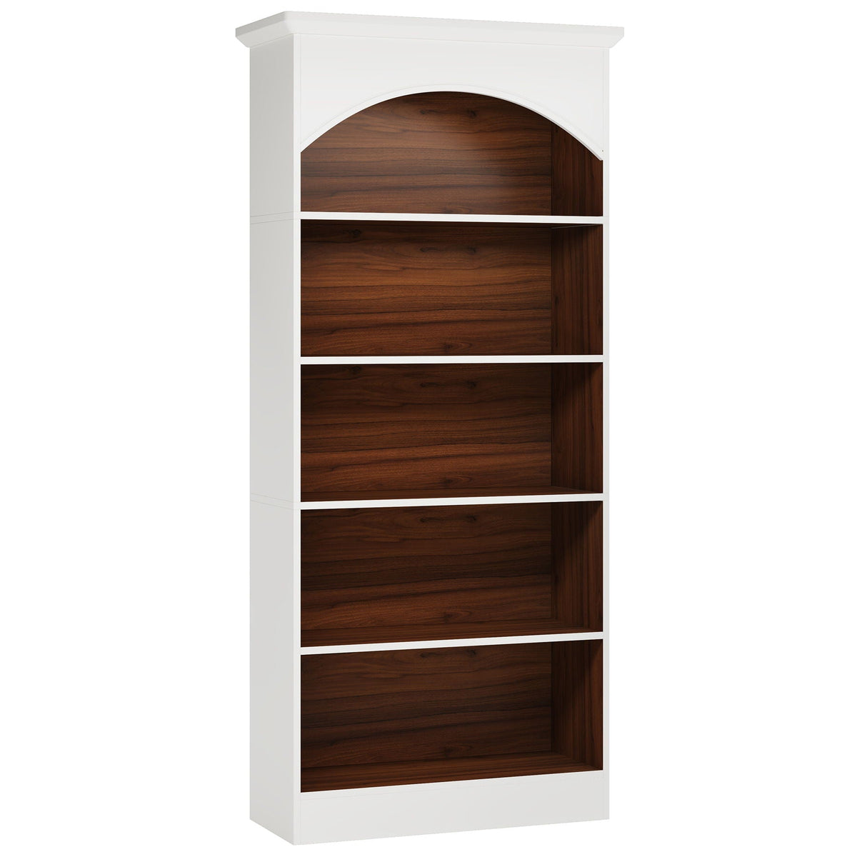 5 Tier Library Bookcase with Waterproof Melamine - White