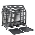 Heavy Duty Dog Crate with Lockable Wheels - Black