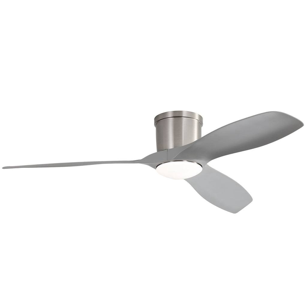 Flush Mount Ceiling Fan With Dimmable LED Light and Reversible DC Motor - Pearl Silver or Light Brown