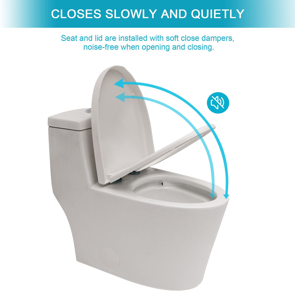 Dual Flush 1 Piece Toilet with Soft Closing Seat - White