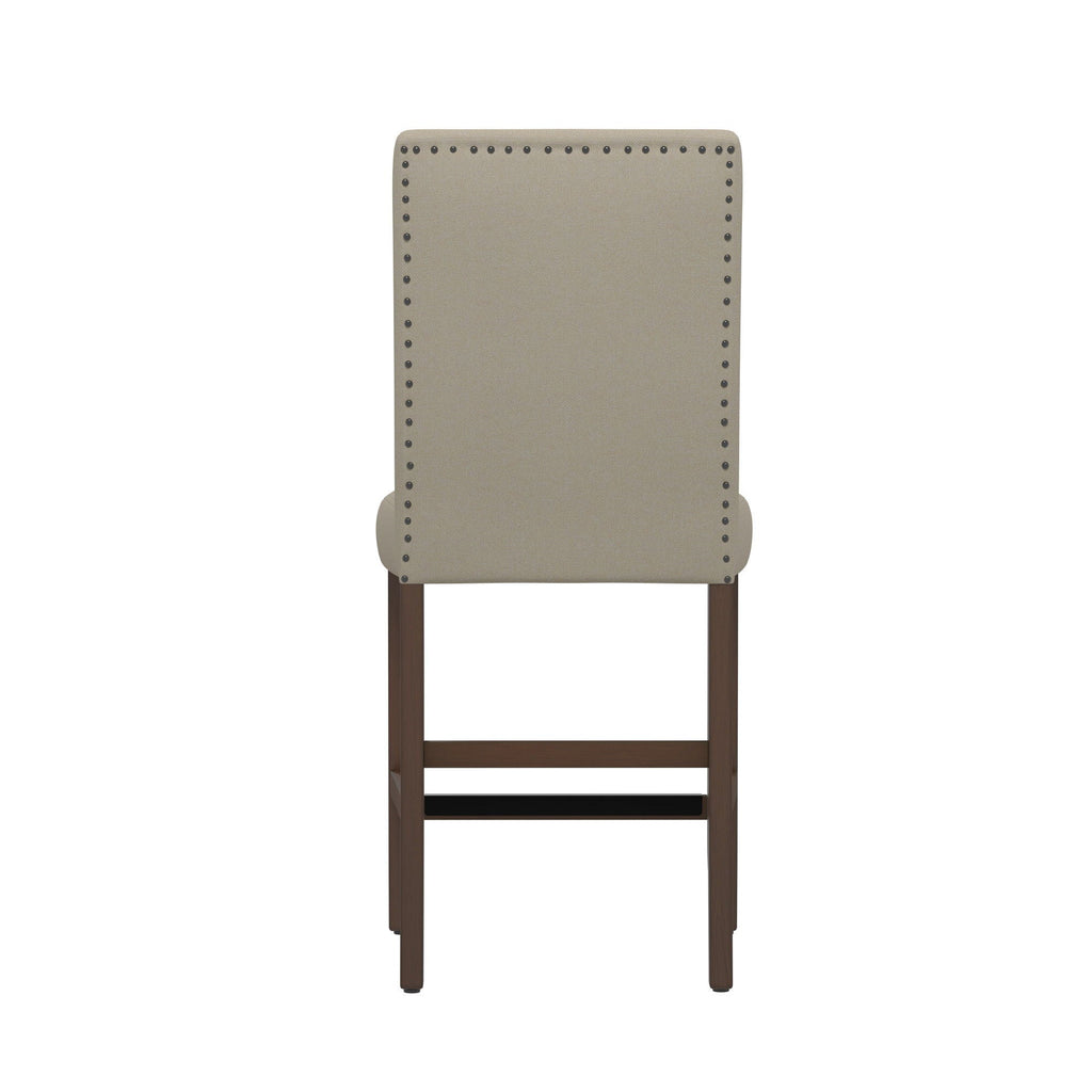 Zeph Upholstered Barstools Set of 2 with Comfortable Upholstery - Light Brown or Dark Gray