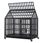 Heavy Duty Dog Crate with Lockable Wheels - Black