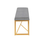 Glam Upholstered Bench with Geometric Metal Frame - White or Gray