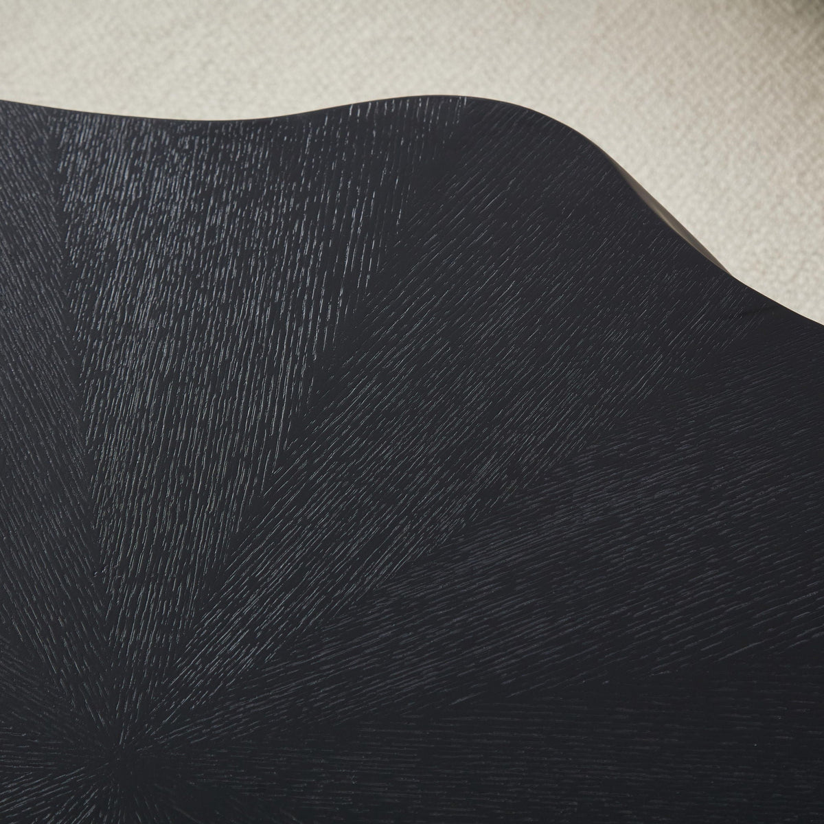 Modern Petal Shape Side Table with Sculptural Base - Black
