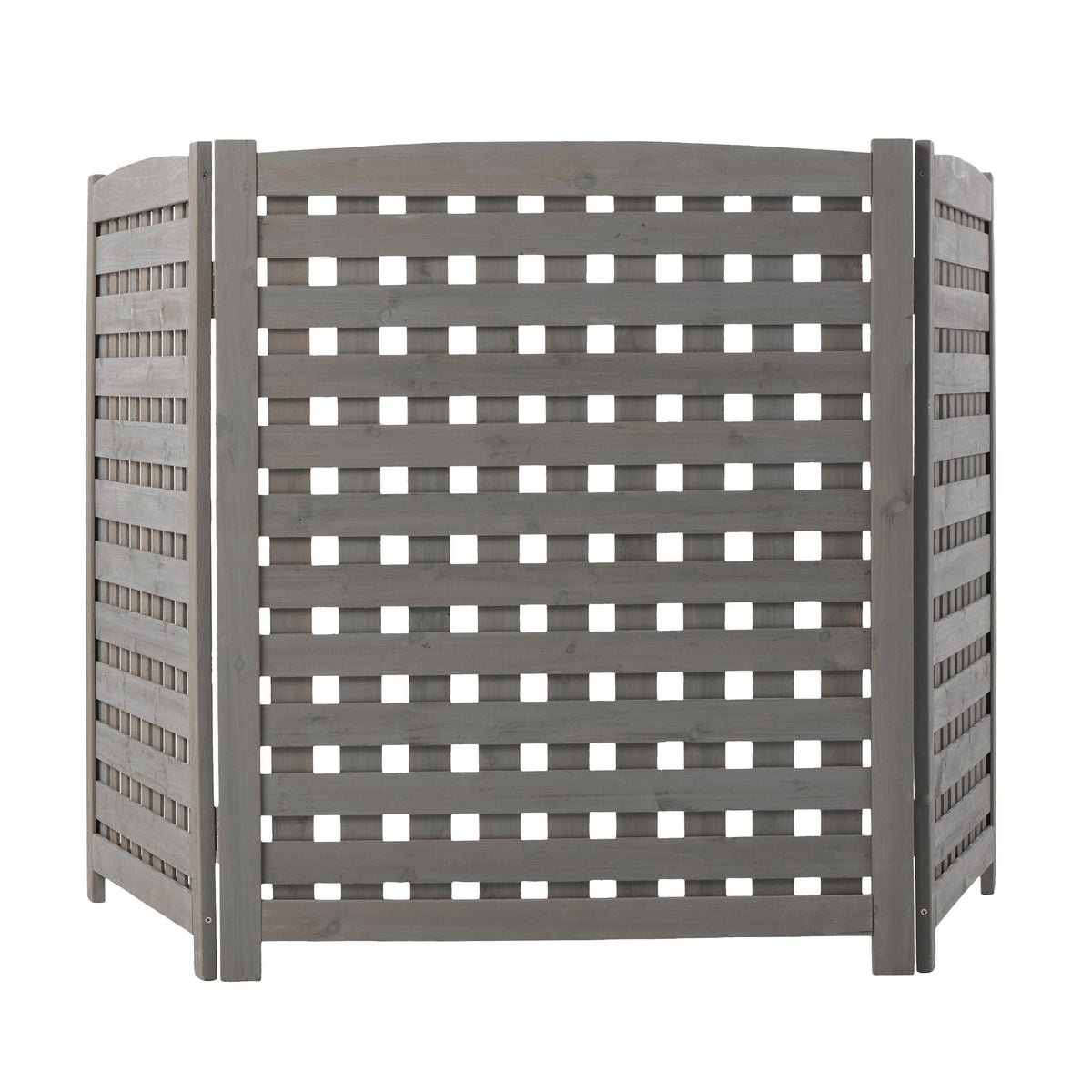 3 Panel Outdoor Air Conditioner Fence Screen with Solid Wood - Light Brown or Dark Gray