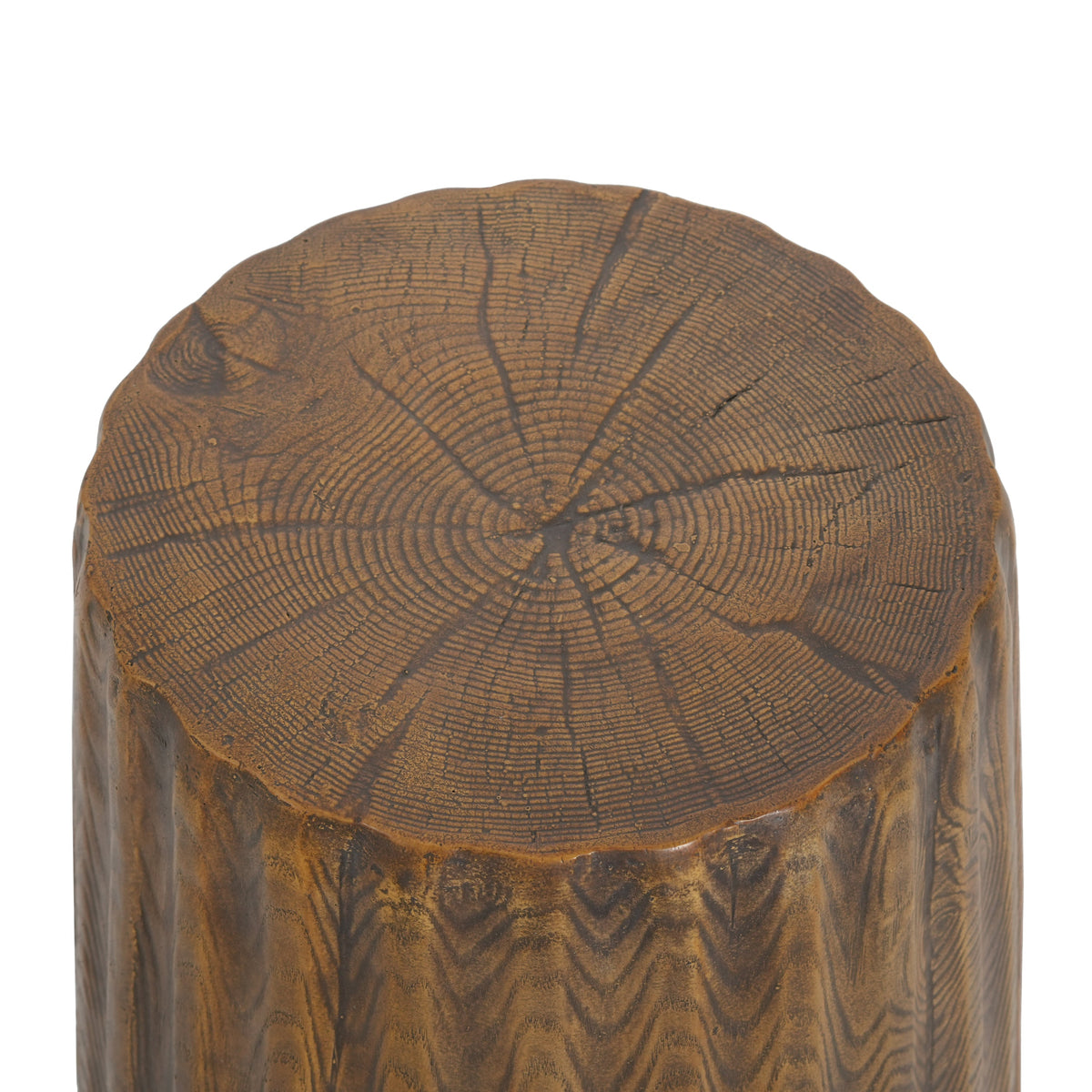 Tree Stump Style Side Table with Weather-Resistant Construction - Natural Wood Look