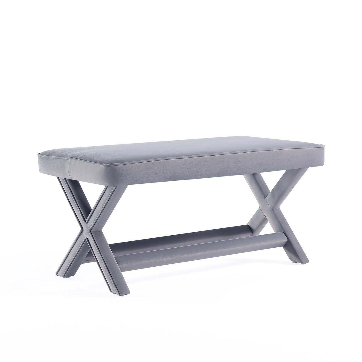Accent Bench with Piped Cushion and Solid Wood Frame - Multiple Colors
