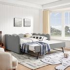 Gingham Daybed with USB Charging Port and Wave-Shaped Design - Multiple Colors
