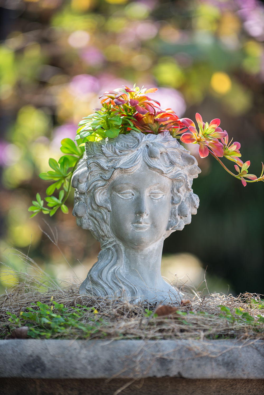 Cement Bust Wall Planter - Indoor & Outdoor Decor