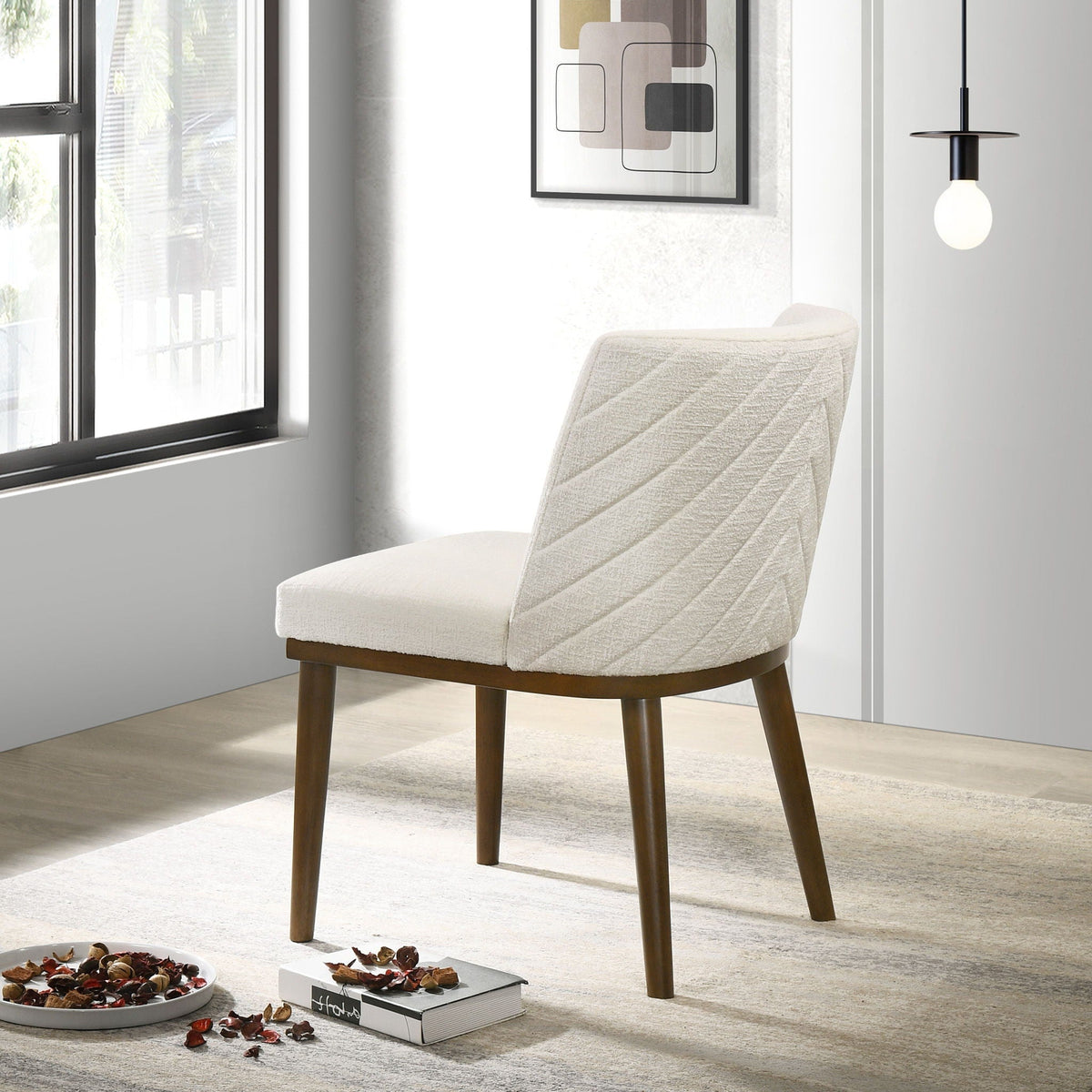 Mid-Century Dining Chair Set of 2 with Solid Wood Frame - Dark Gray or White