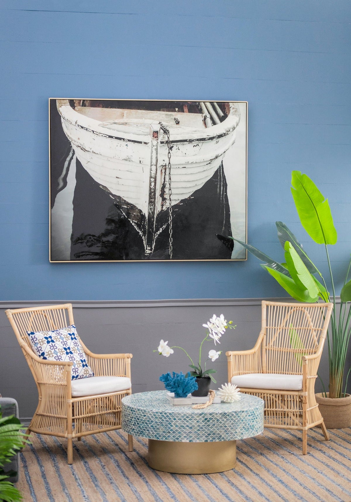 Large Rectangular Wall Art with Frame - Black & White