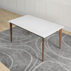 Rectangular Modern Dining Table with Solid Wood Construction – Dark Brown or White