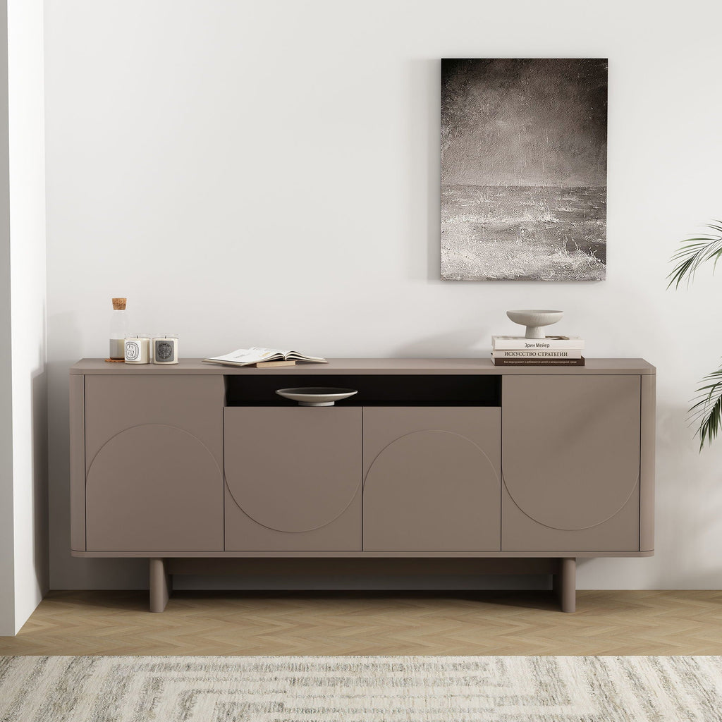 Sideboard With Adjustable Shelves and Soft Close Doors - White, Light Brown, Green
