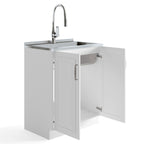 Deluxe Laundry Cabinet with Pull-Out Faucet and Stainless Steel Sink - White