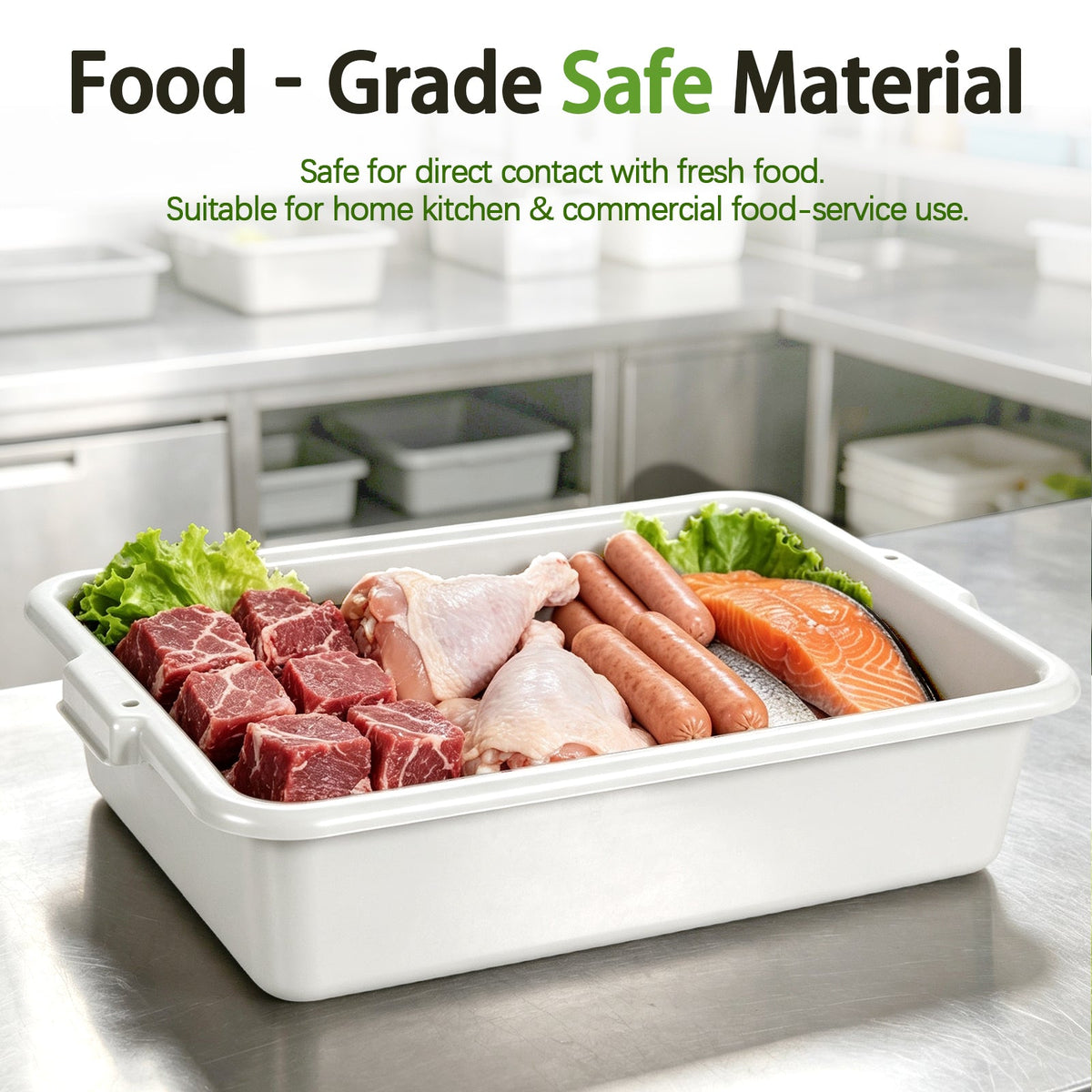Heavy Duty Commercial Meat Tubs with Lids - 6 Pack