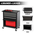 4-Drawer Rolling Tool Chest Cabinet with Wheels - Black