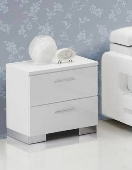 White Wood Nightstand with Storage Drawers - Lorimar
