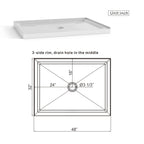 Anti-Slip Shower Base with Center Drain - White