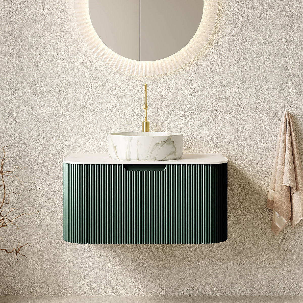 DINA 30" Bathroom Vanity with Ceramic Basin and Floating Cabinet - Carrara White or White